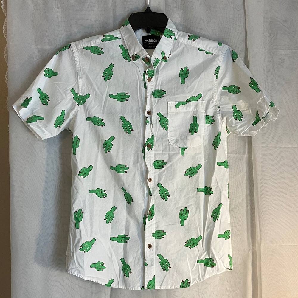 Cactus print short sleeve button down